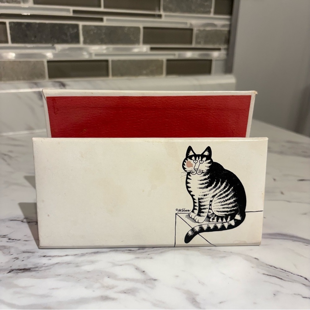 Vintage Kliban Cat stationery envelope holder C.‎ R. Gibson cat design